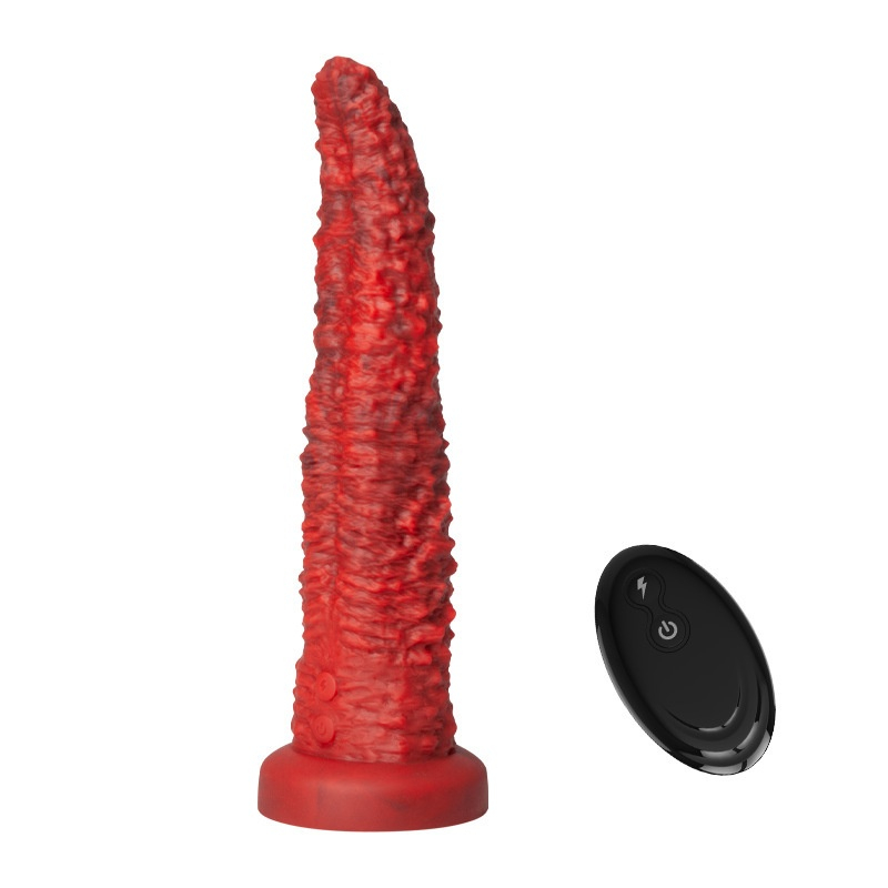 Premium Wireless Remote Control Telescopic Vibrating Dildo with Magic Tongue - Liquid Silicone Thrusting Sex Toy