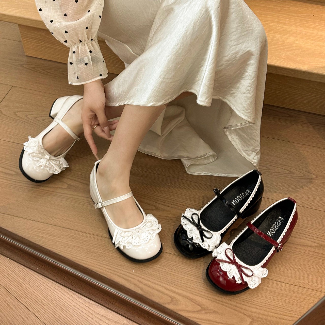 Women's French Retro Mary Jane Shoes - Elegant Block Heel Ballet Pumps for Spring & Summer
