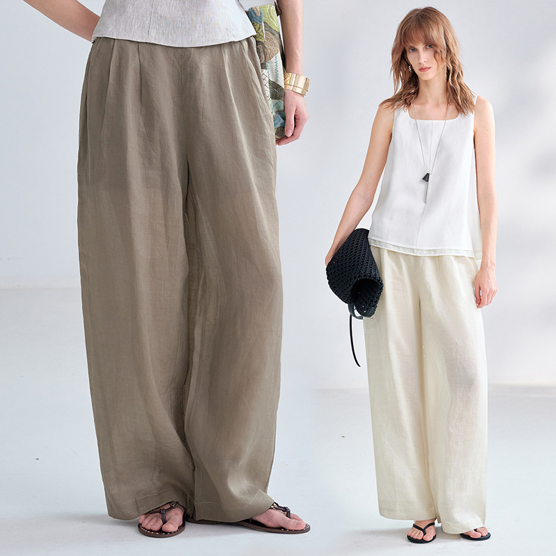 Avant-Garde Yamamoto-Style High-Waisted Ramie Trousers | Elegant Relaxed-Fit Pants