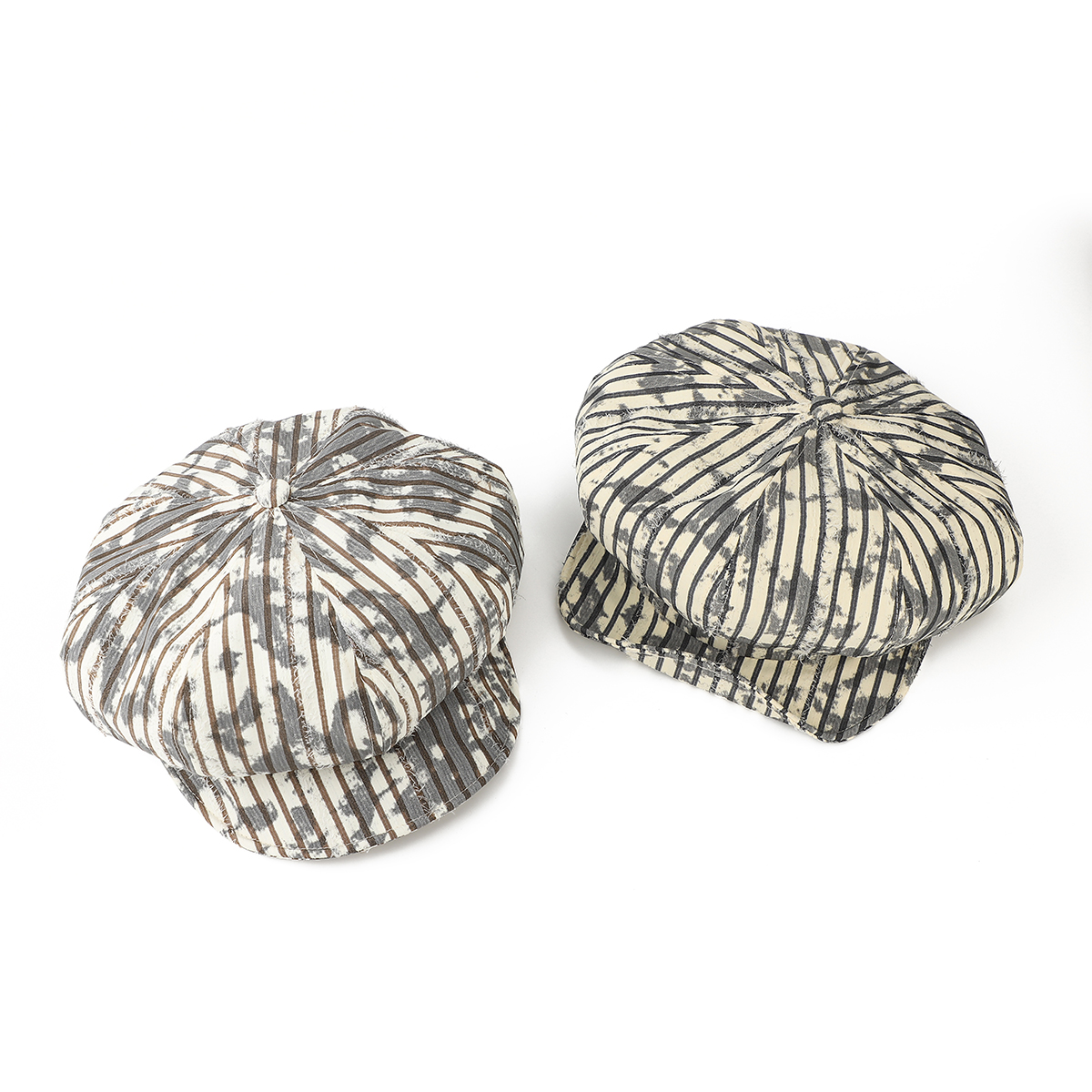 Vintage Distressed Checkered Newsboy Cap - Retro British Style Octagonal Hat