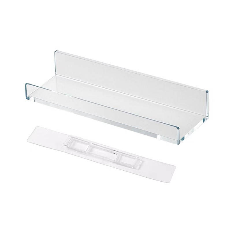 L-Shaped Wall Mounted Floating Shelf - No-Drill Adhesive Expandable Storage Rack & Display Stand