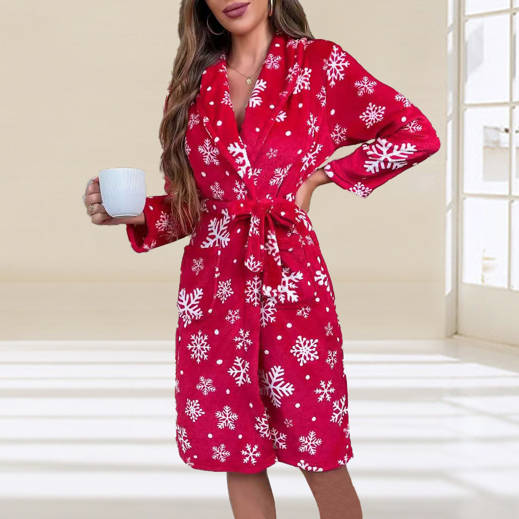 Flannel Long-sleeve Nightdress Womens Loungewear