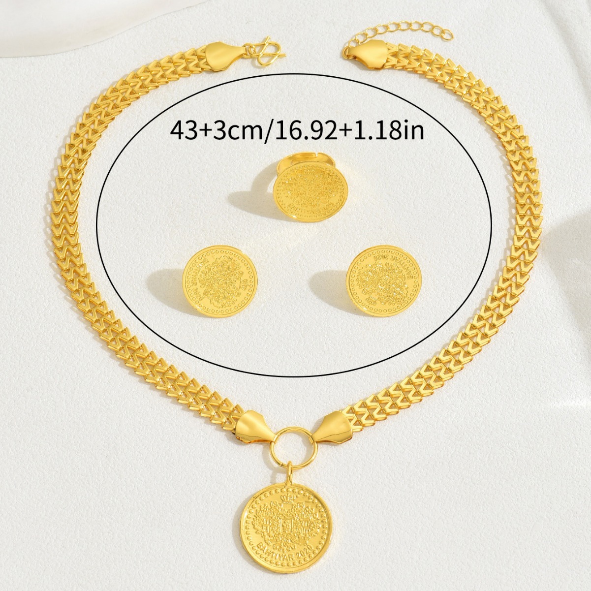 Elegant 18K Gold Plated Tree of Life Jewelry Set | Matching Necklace, Earrings & Ring for Women