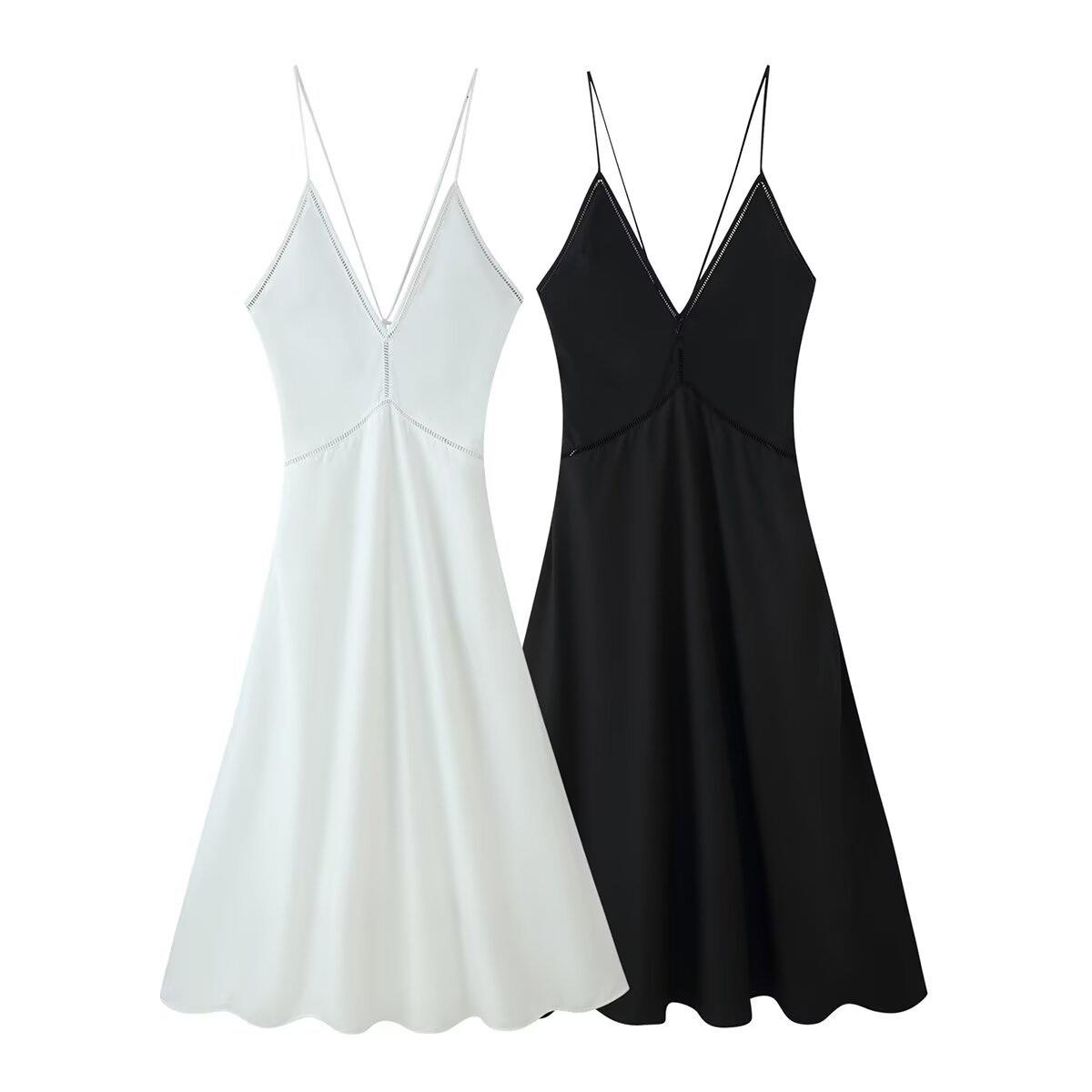 Elegant V-Neck Backless Lace Patchwork Slip Dress - Hollow-Out Maxi Dress