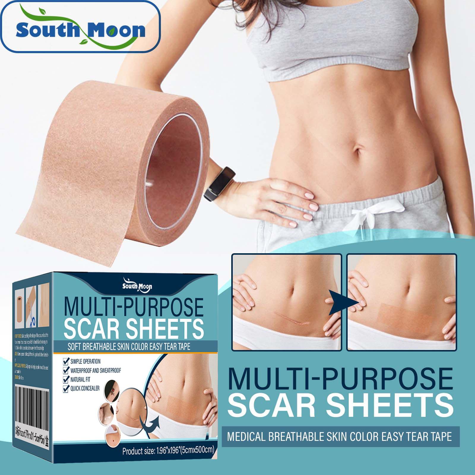 Waterproof Skin-Tone Concealer Tape (5cm x 5m) – Seamless Scar, Tattoo & Blemish Cover-Up Patch