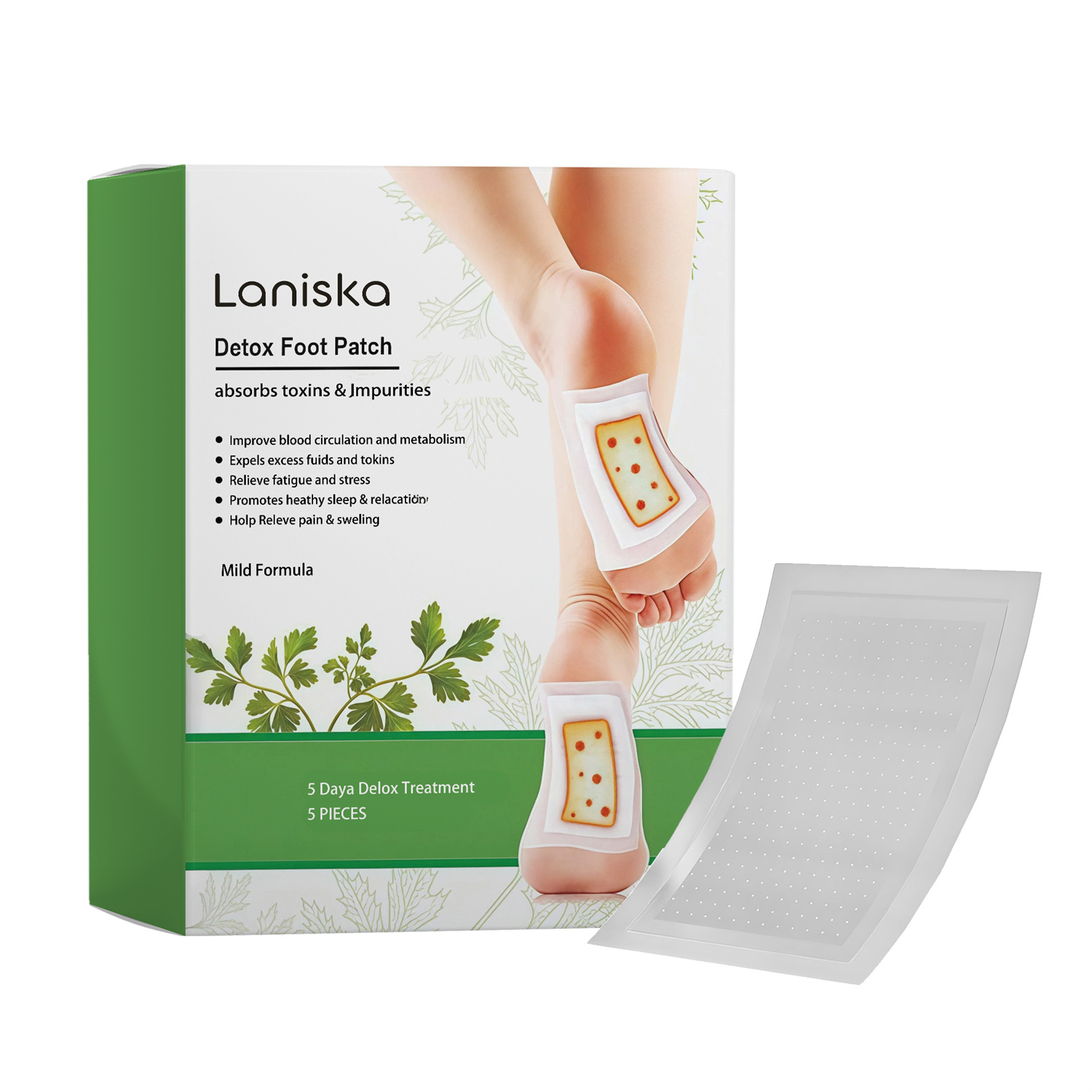 Paidu Premium Herbal Detox Foot Patches (5-Pack) - Natural Cleansing & Rejuvenating Foot Pads