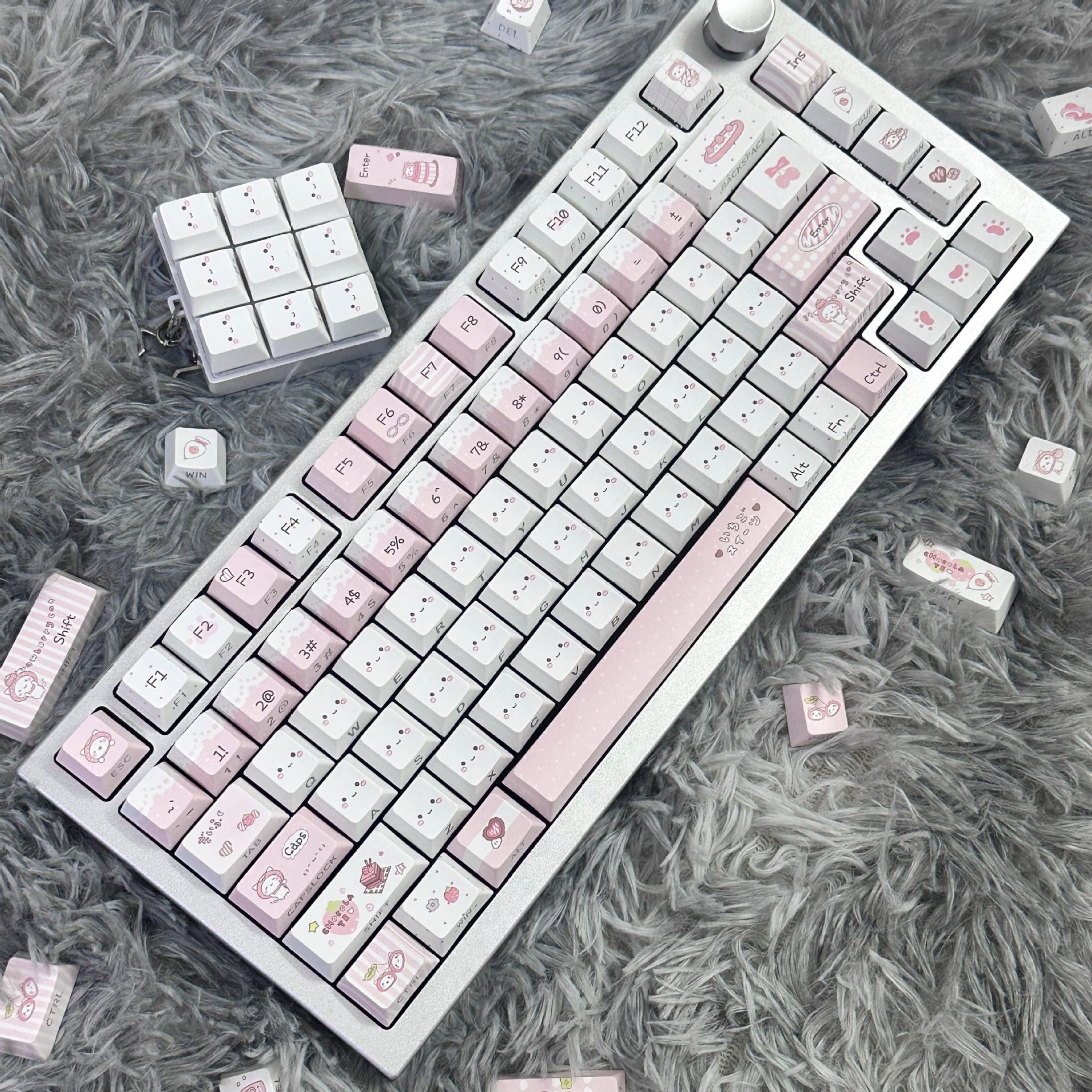 Premium Strawberry Kitty PBT Keycap Set | Cute Custom Keycaps for Mechanical Keyboards