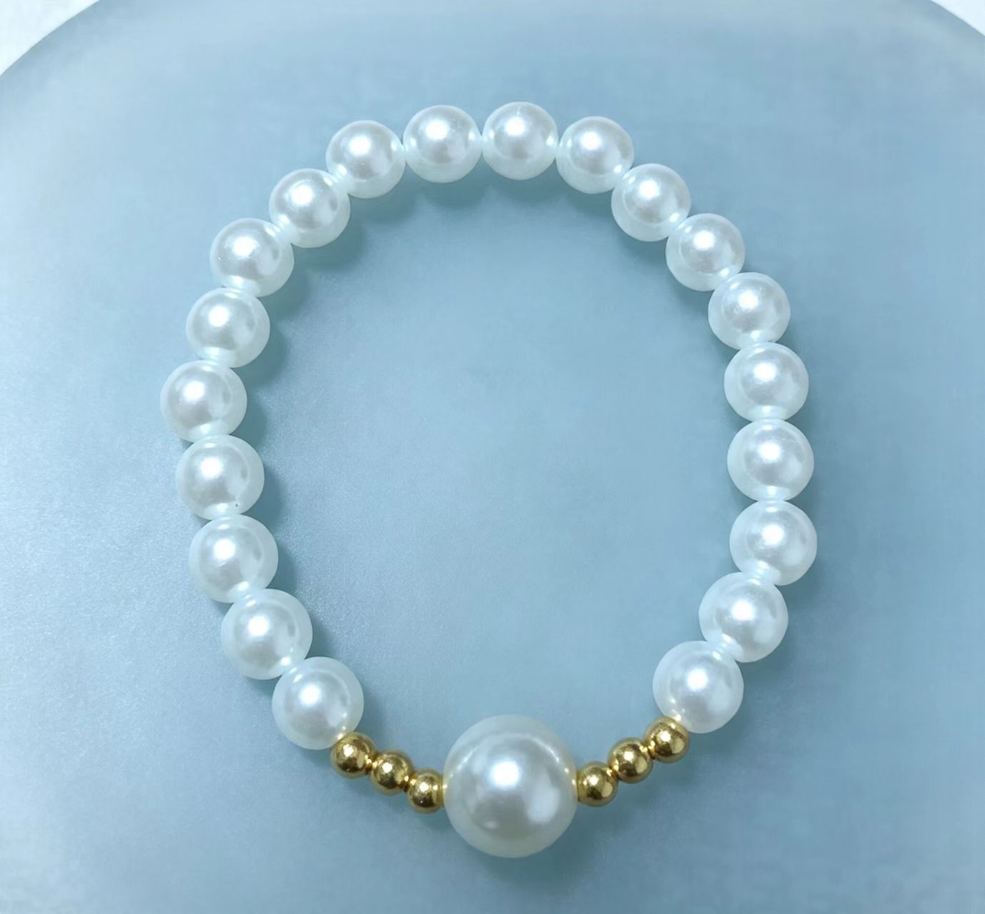 Elegant Faux Pearl Beaded Stretch Bracelet | Classic Elastic Pearl Bracelet for Women