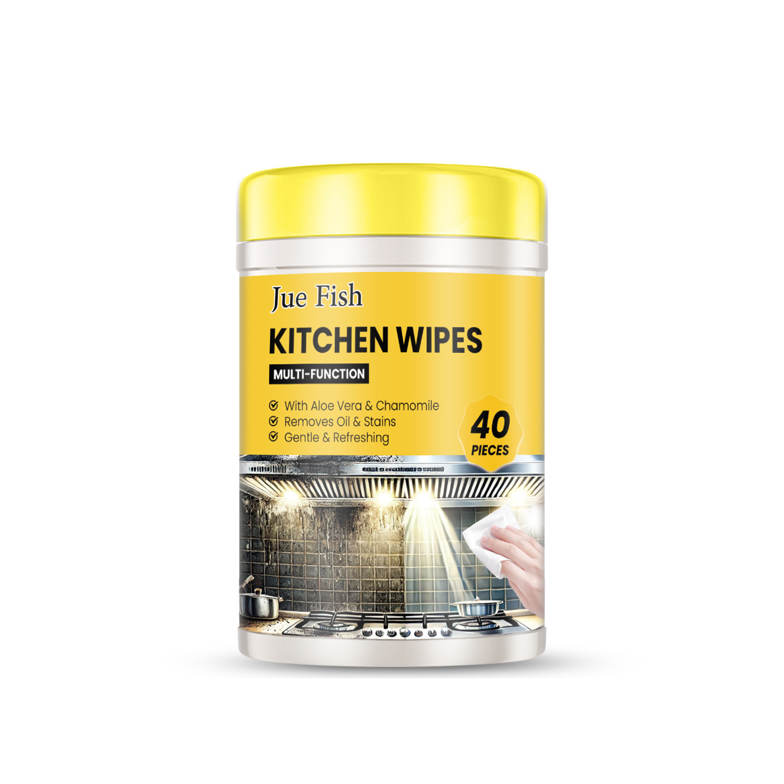 JUEFISH Heavy-Duty Kitchen Cleaning Wipes - Multi-Functional Degreasing Wipes for Countertops, Stovetops, and Ovens
