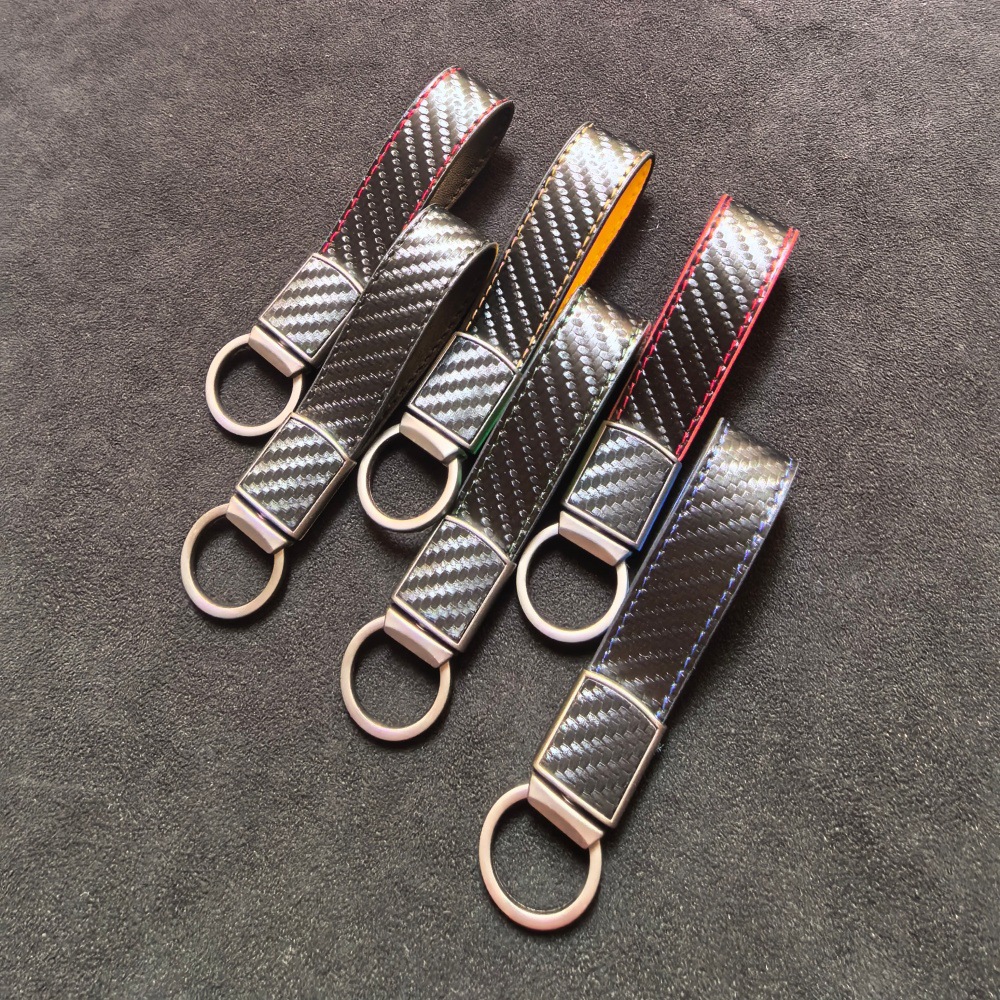 Carbon-fiber-pattern Car Keychain Pendant