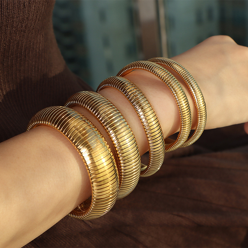 Premium Titanium Steel Color-Block Bracelet | Sleek Geometric Bangle