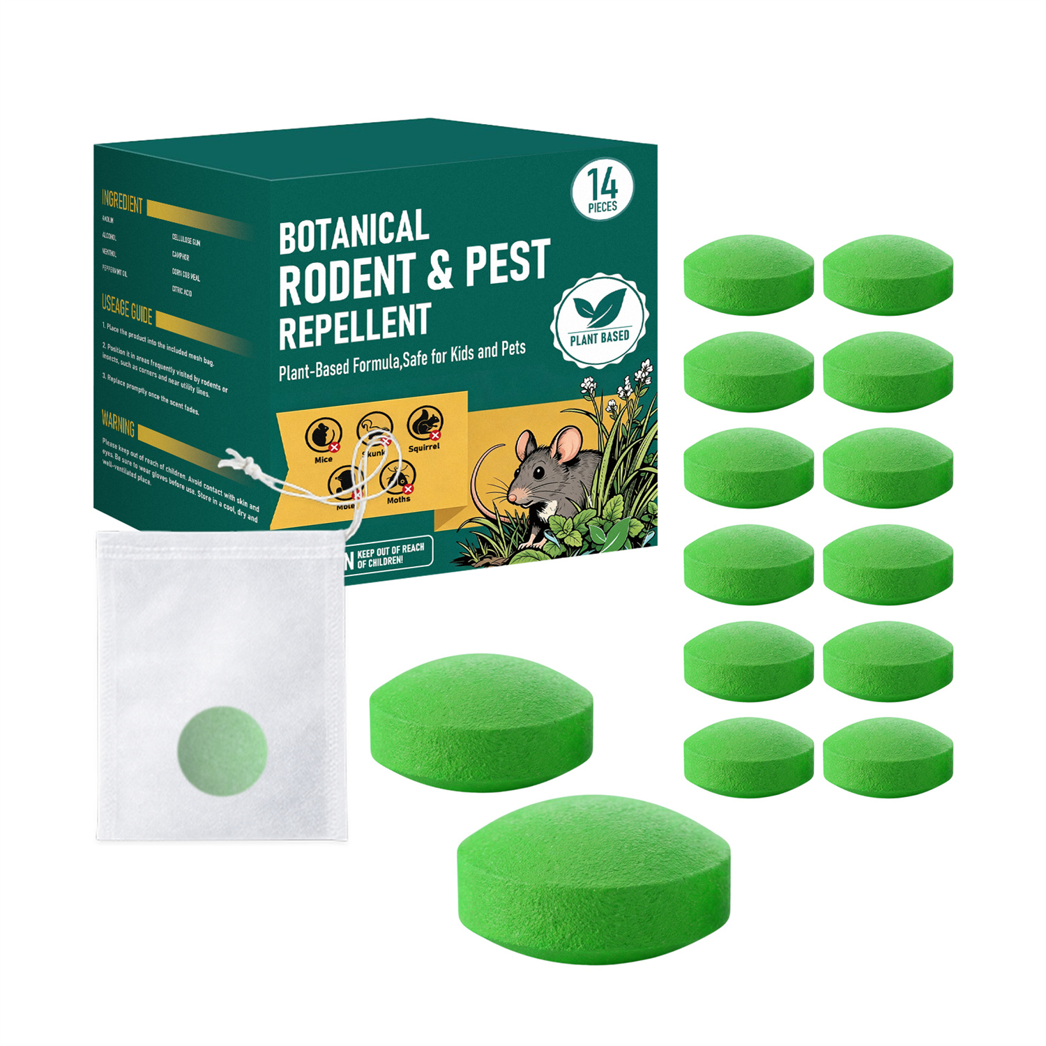 Natural Mouse and Insect Repellent Pills (14-Pack) | Eco-Friendly Pest & Rodent Control