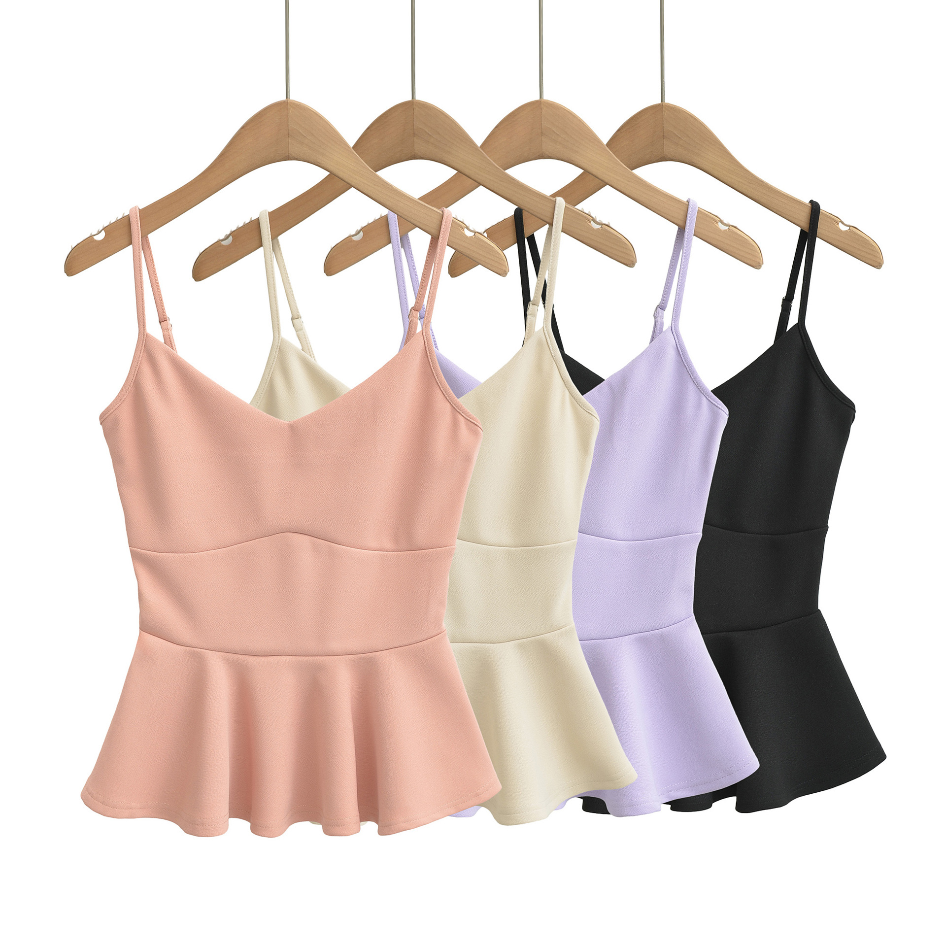 Elegant Slim-Fit Cropped Camisole with Ruffled Waist – Chic Off-Shoulder Cami Top