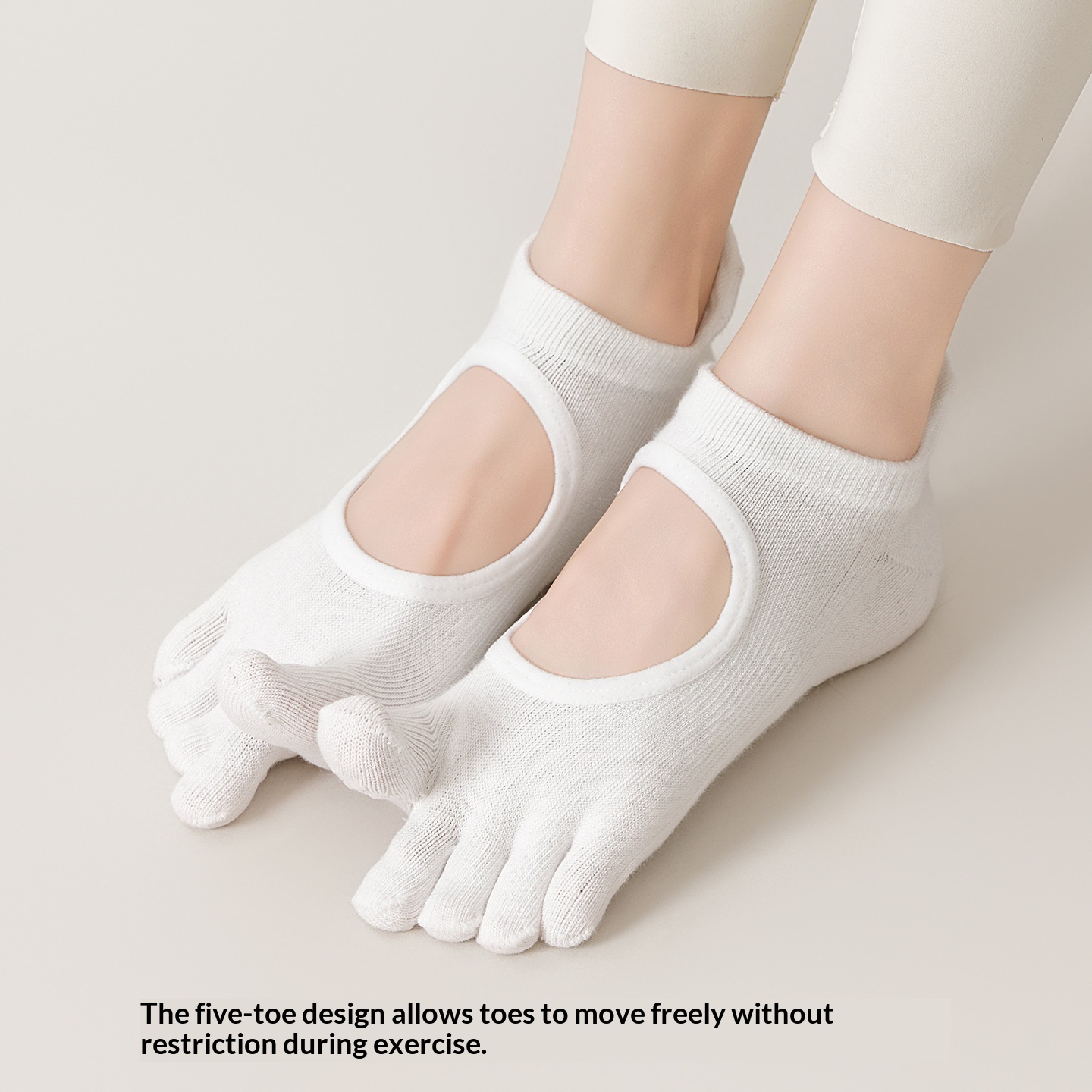 Women's Backless Grip Yoga Socks – Breathable Five-Toe Pilates & Barre Socks with Cutout Heel
