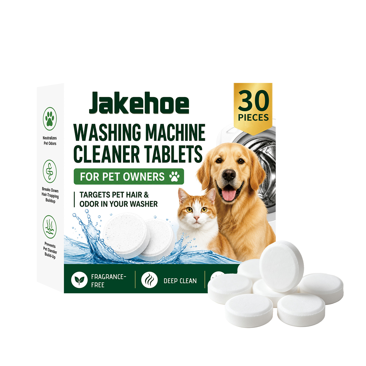 Premium Washing Machine Cleaner Tablets (30-Pack) – Deep Descaling & Odor-Eliminating Drum Cleaner