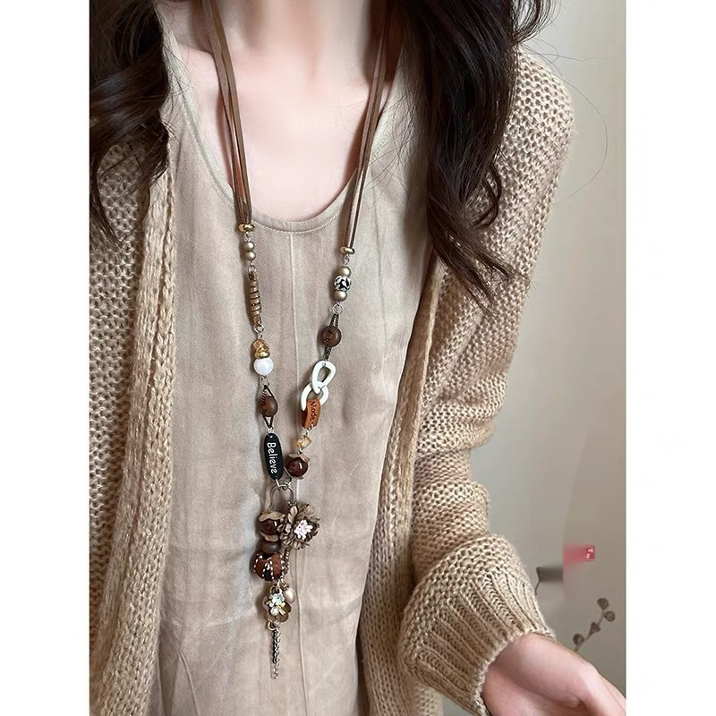 Bohemian Vintage Ethnic-style Long Pendant Sweater Chain For Women
