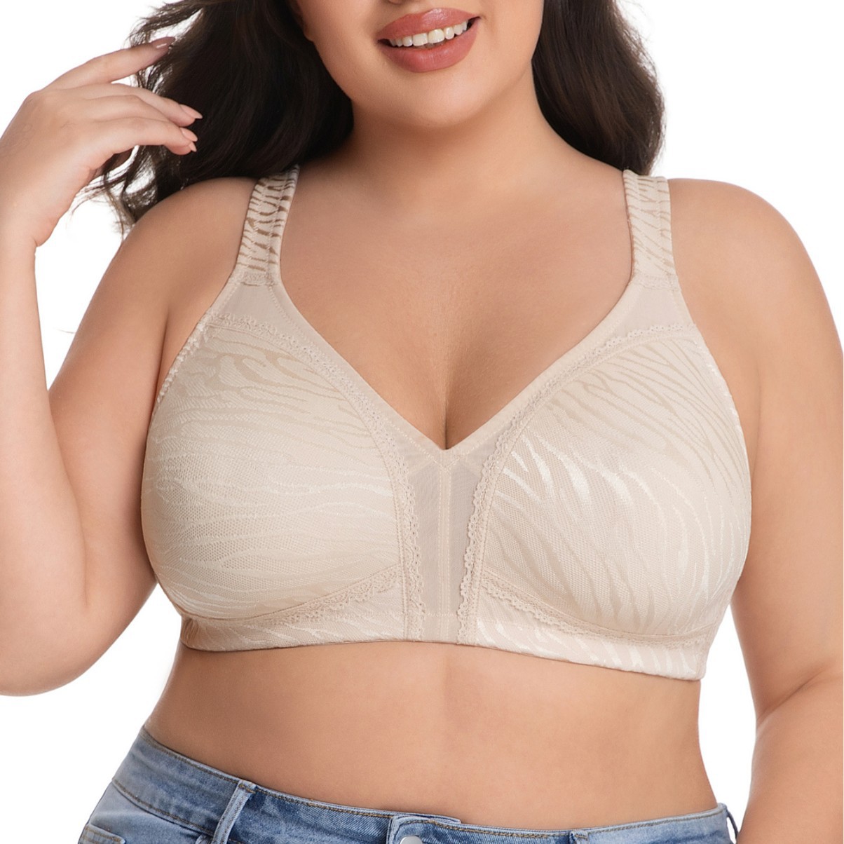 Women's Seamless Wireless Lace Bra - Ultra-Comfortable Full Cup Support Lingerie