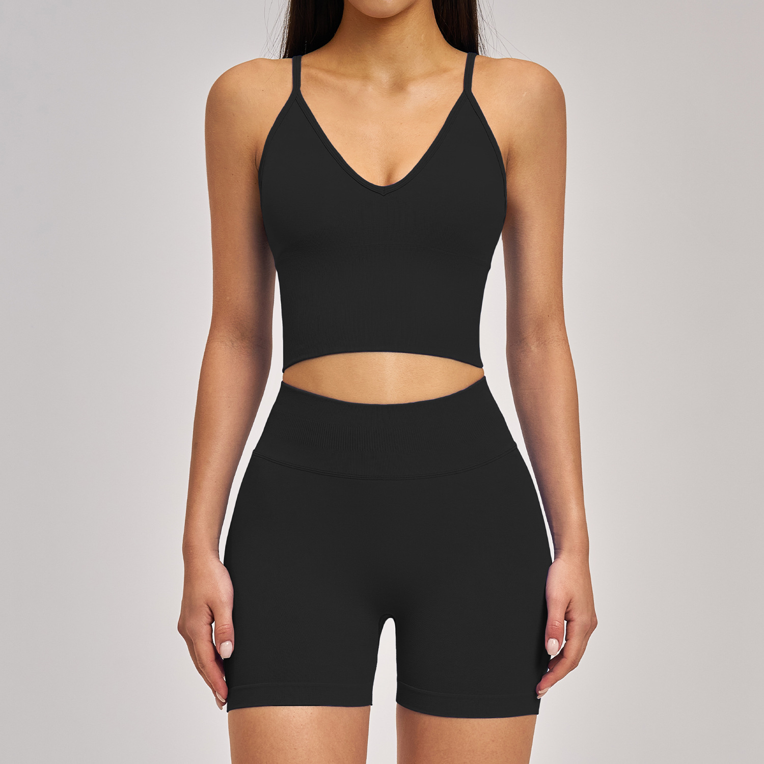 Women’s Seamless High-Elastic Workout Set | Activewear Crop Top & Shorts
