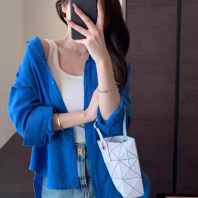 Women's French-Style Linen Shirt - Casual Loose Fit Long Sleeve Blouse