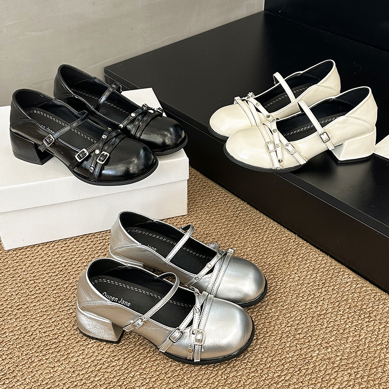 Women's Retro French Style Mary Jane Pumps - Elegant Block Heel Ballet Shoes