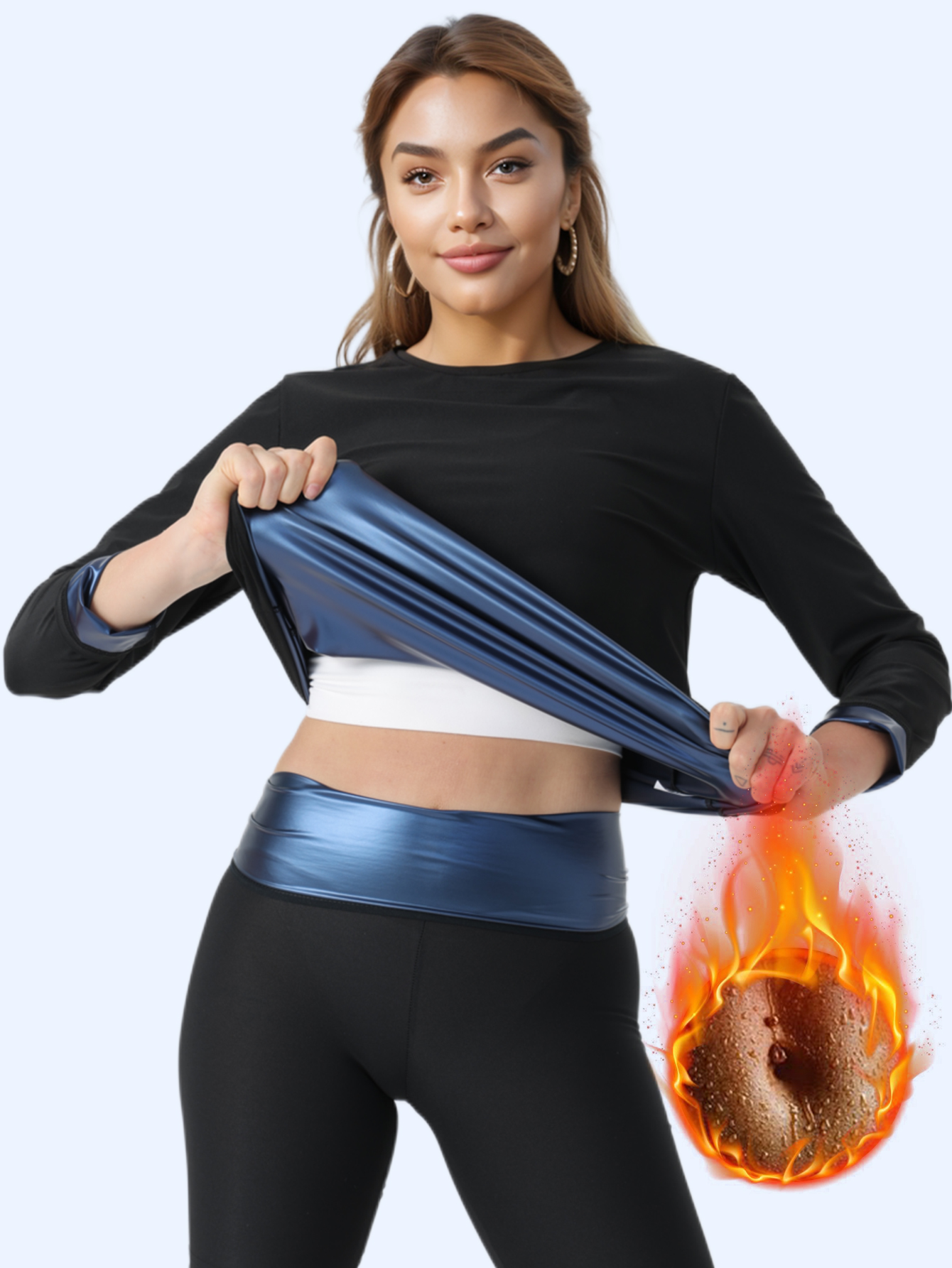 Premium Women's Sauna Sweat Suit Top | Heat-Trapping Workout Body Shaper Shirt