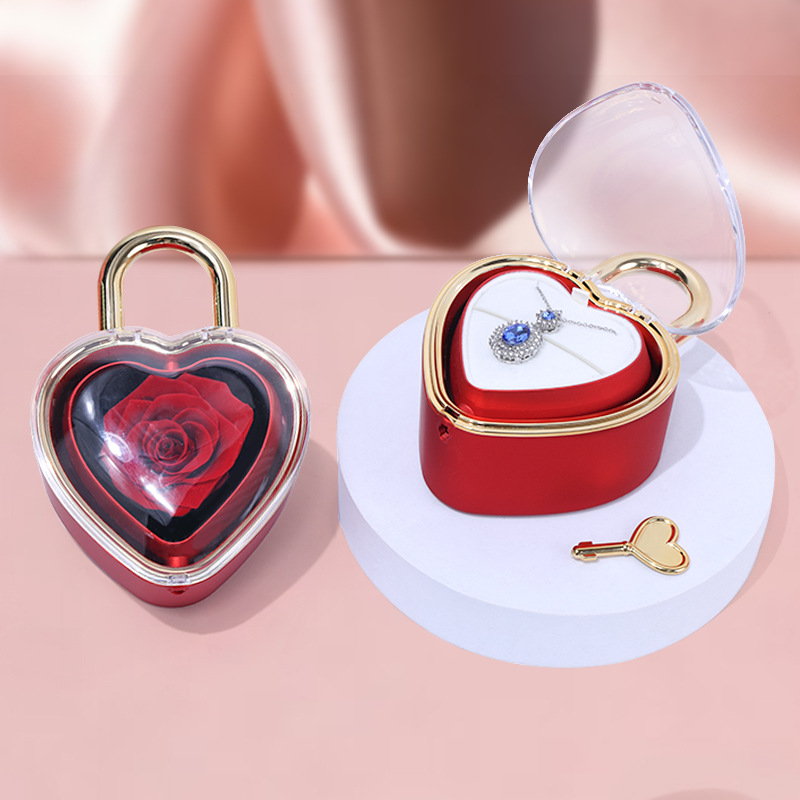 Eternal Rose Heart-Shaped Jewelry Gift Box | Romantic Valentine's Day Necklace Packaging Set
