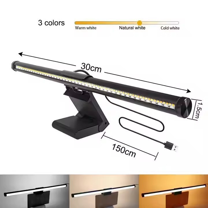 Premium LED Monitor Light Bar | 3-Color Dimmable USB Screen Lamp for Eye Care
