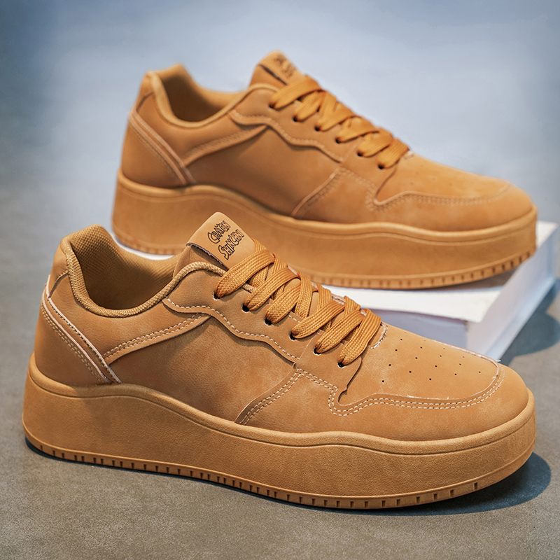 Men's Vintage Wheat Skate Shoes - Retro Casual Fashion Sneakers with Soft Sole