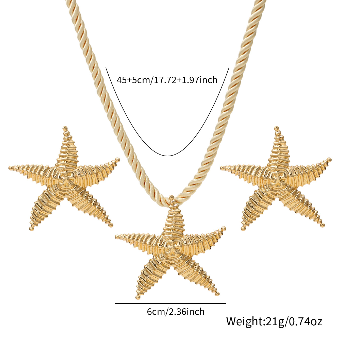 Elegant Starfish Pendant Necklace & Earrings Jewelry Set – Luxury Beach Vacation Accessories for Women
