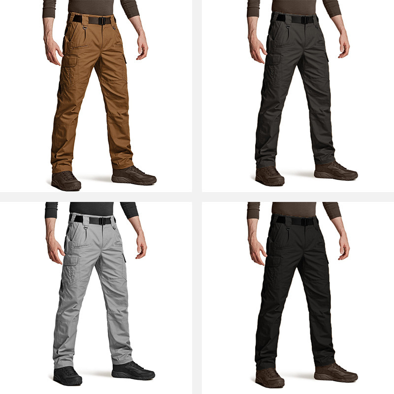 Men's Durable Tactical Cargo Pants - Multi-Pocket Outdoor Work & Hiking Trousers with Belt