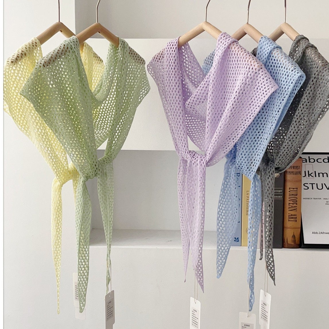 Elegant Women's Hollow-Out Triangle Scarf Shawl - Lightweight Knit Wrap