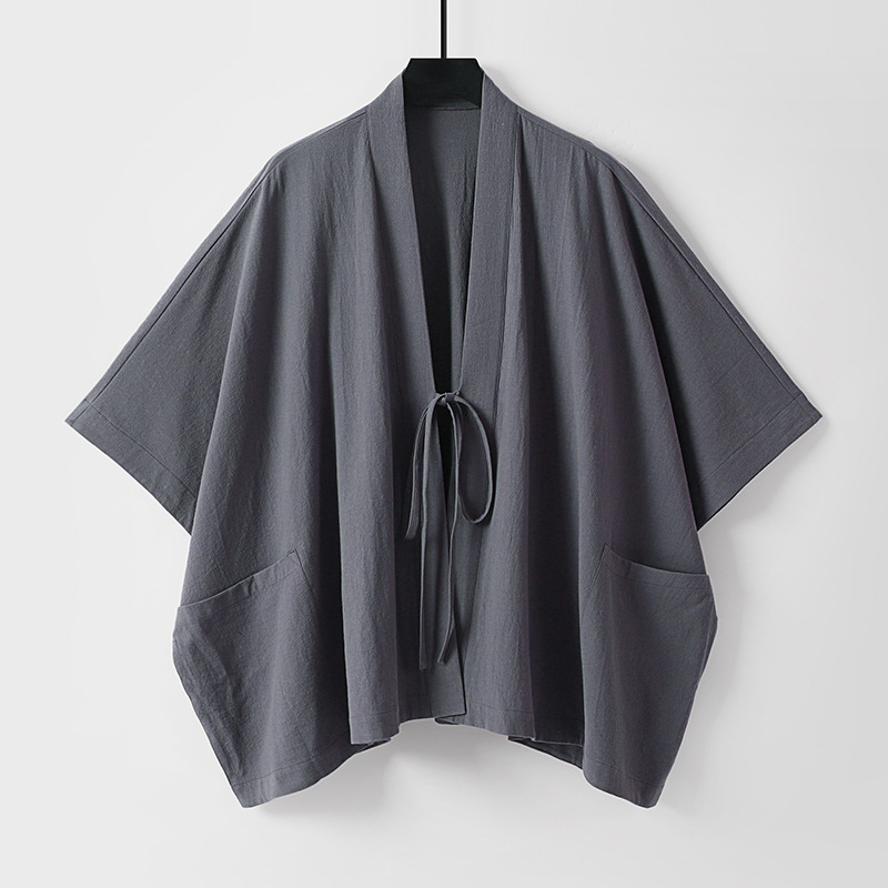 Men's Retro Mid-Length Cardigan Coat - Casual Zen Tea Ceremony Layering Vest