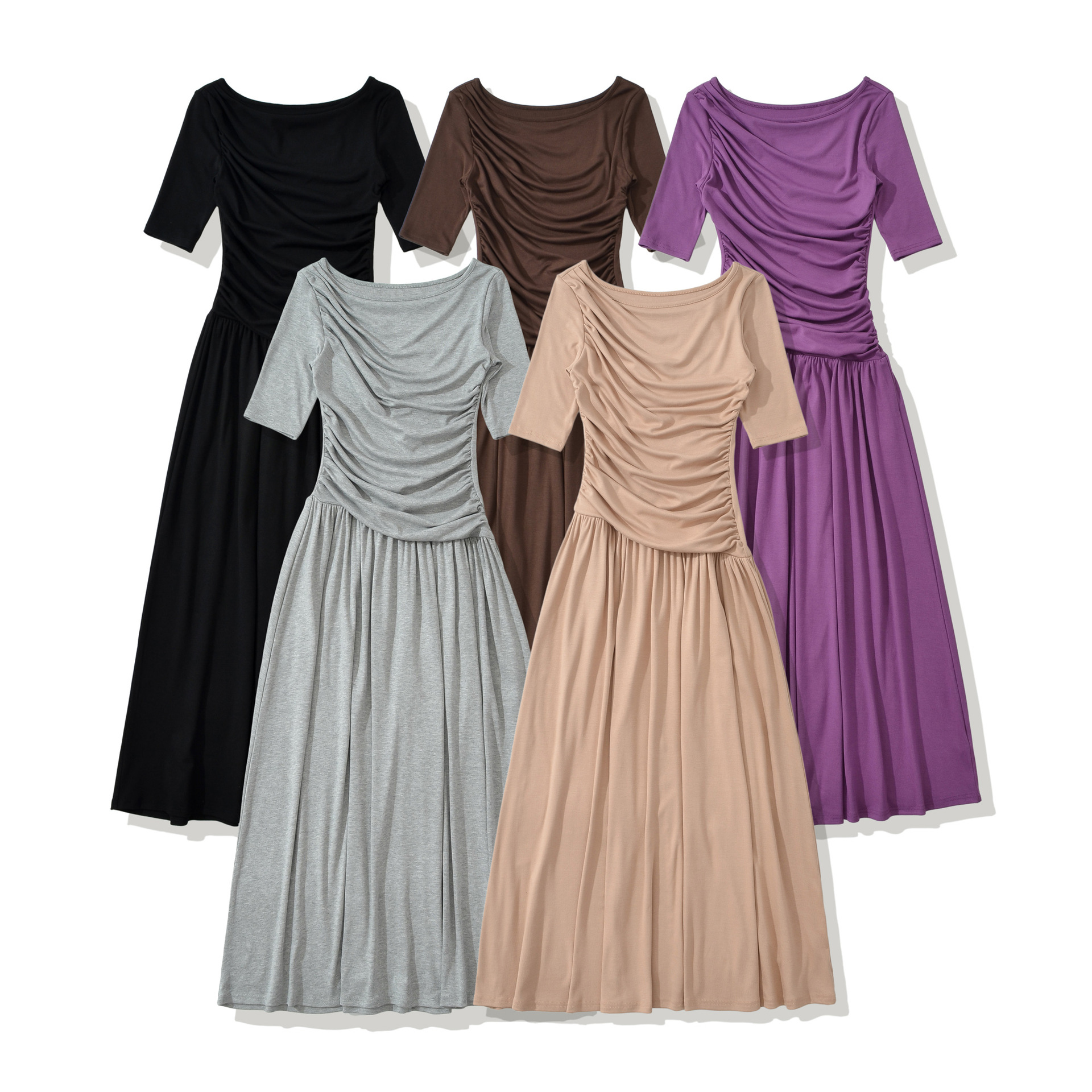 French Chic Pleated Midi Dress - Elegant Slim-Fit Business & Office Wear