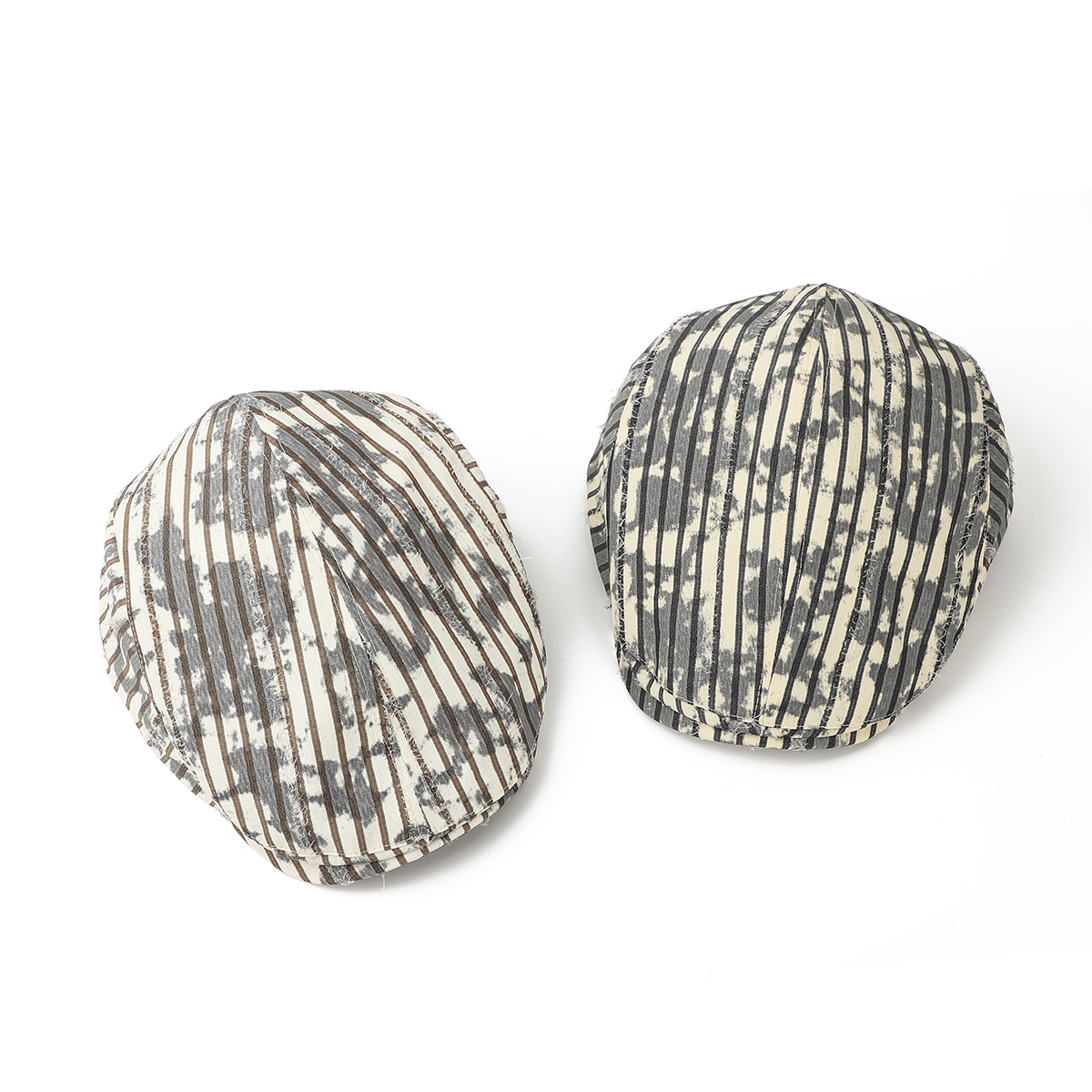 Retro Gradient Distressed Short Brim Beret | Vintage Striped Casual Baseball Cap