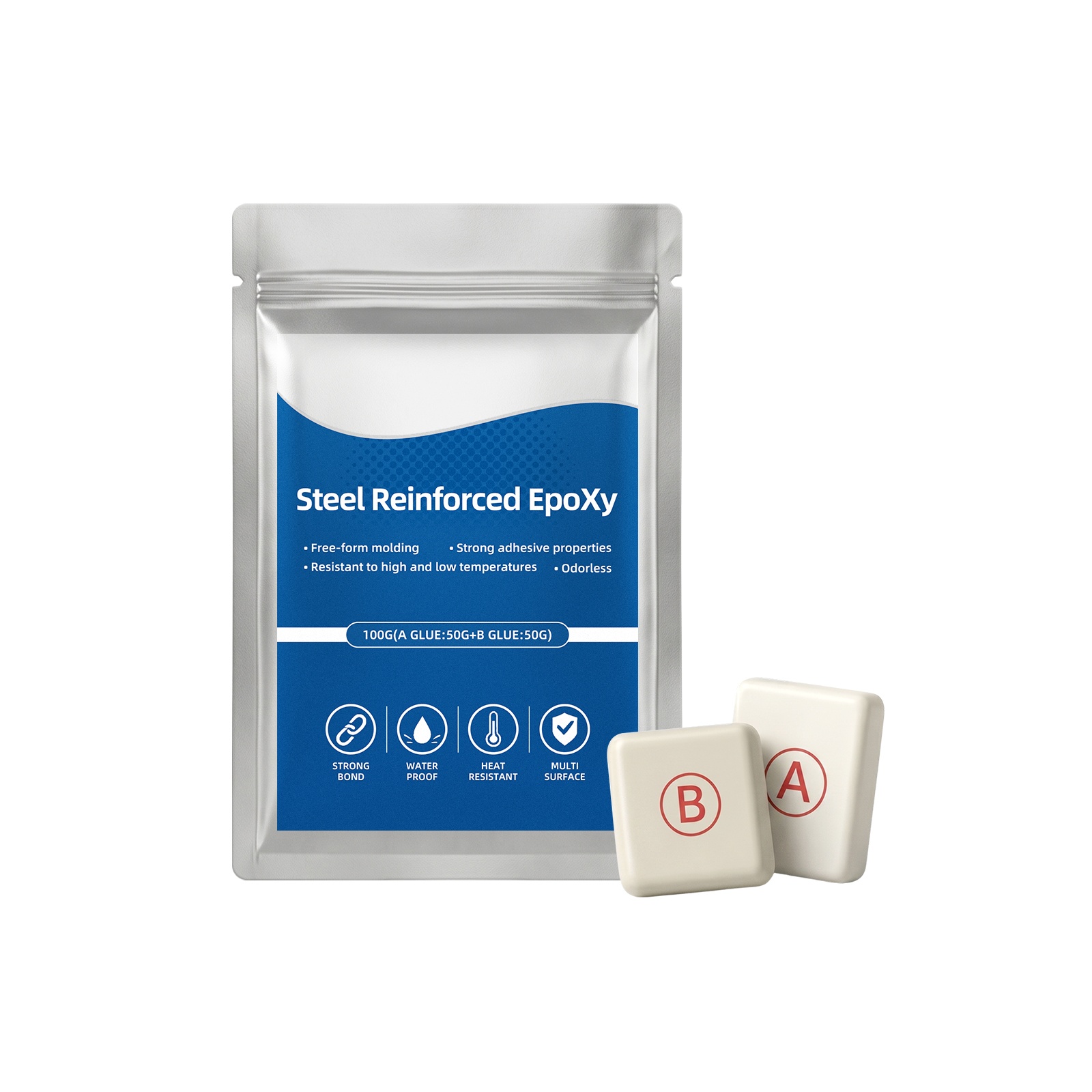 Industrial Strength Steel Reinforced Epoxy - Heavy Duty AB Glue Repair Kit (100g)