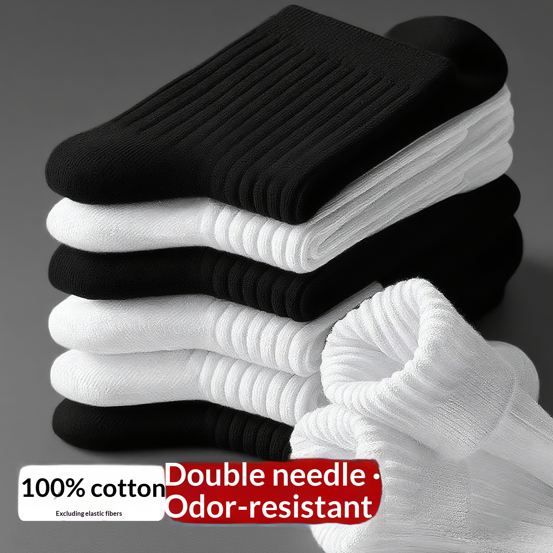 Mens Double-Needle Cotton Business Socks With Sweat-Absorbing And Deodorizing Properties