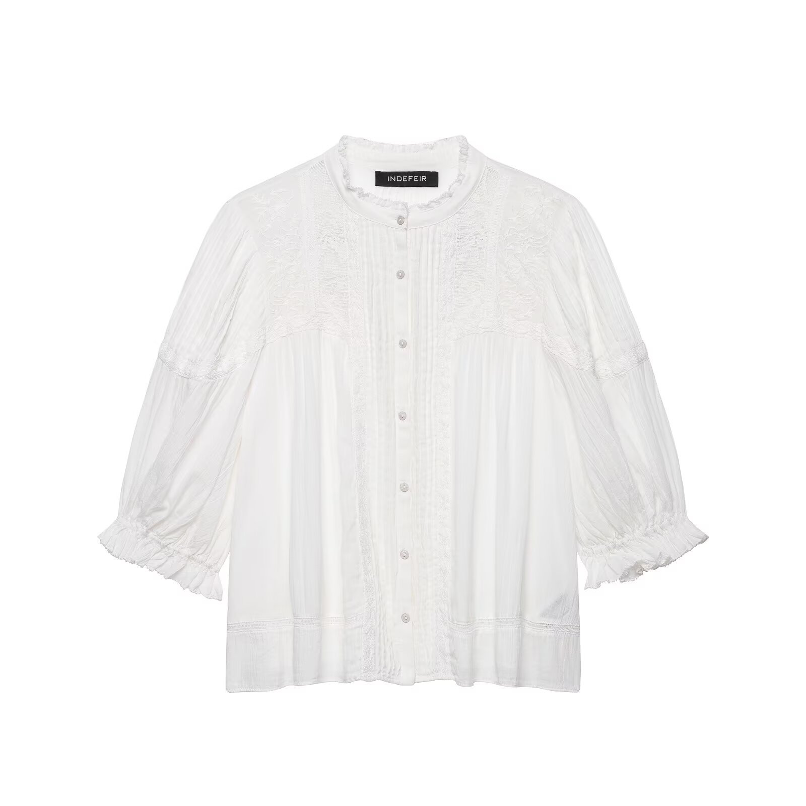 Women's Elegant Three-Quarter Sleeve Summer Blouse - Chic White Solid-Color Shirt