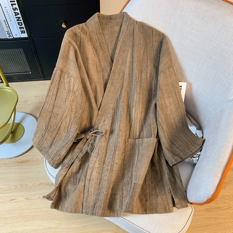 Women's Vintage Cotton-Linen Cross-Front Top | Loose Fit Chinese Style Artistic Blouse