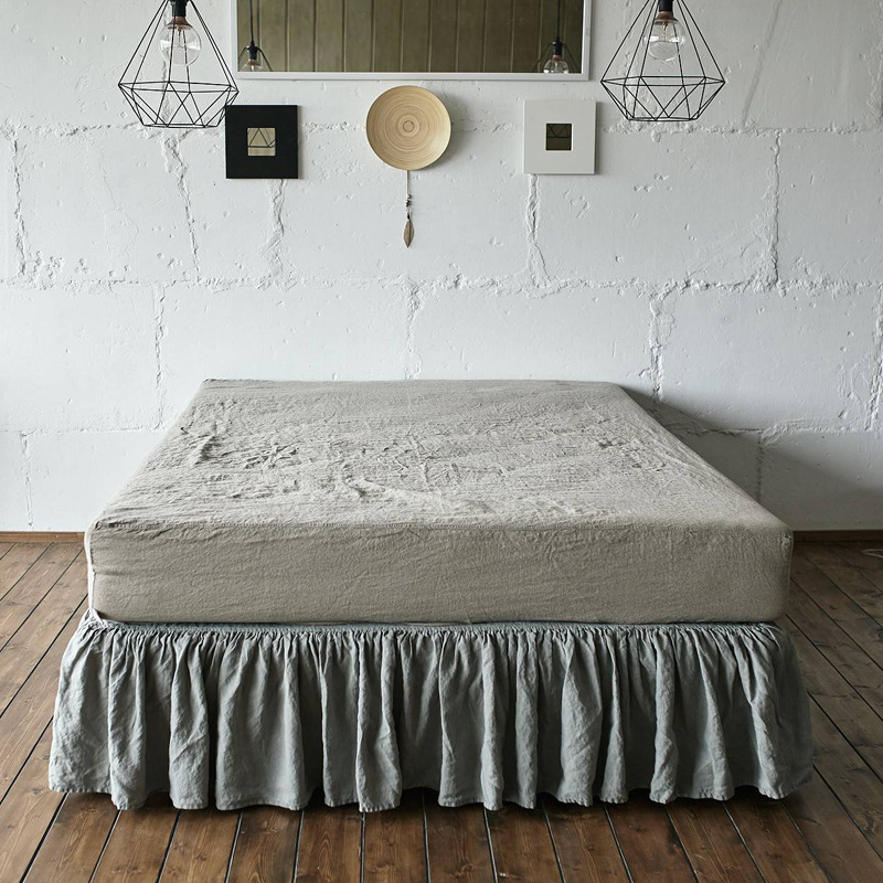 Premium Washed Linen Fitted Sheet – Deep Pocket Non-Slip Mattress Protector