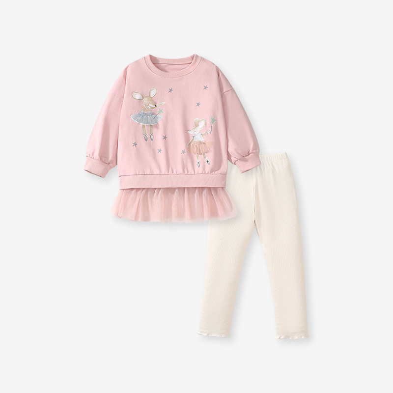 Girls' Cozy Cotton 2-Piece Long Sleeve Top and Pants Set | Cute Casual Kids' Outfit
