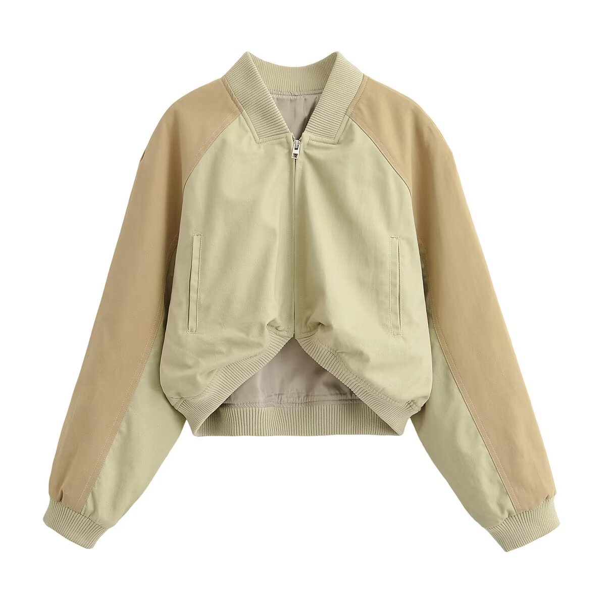 Women's Chic Washed Aviator Jacket - Versatile Casual Patchwork Bomber Jacket