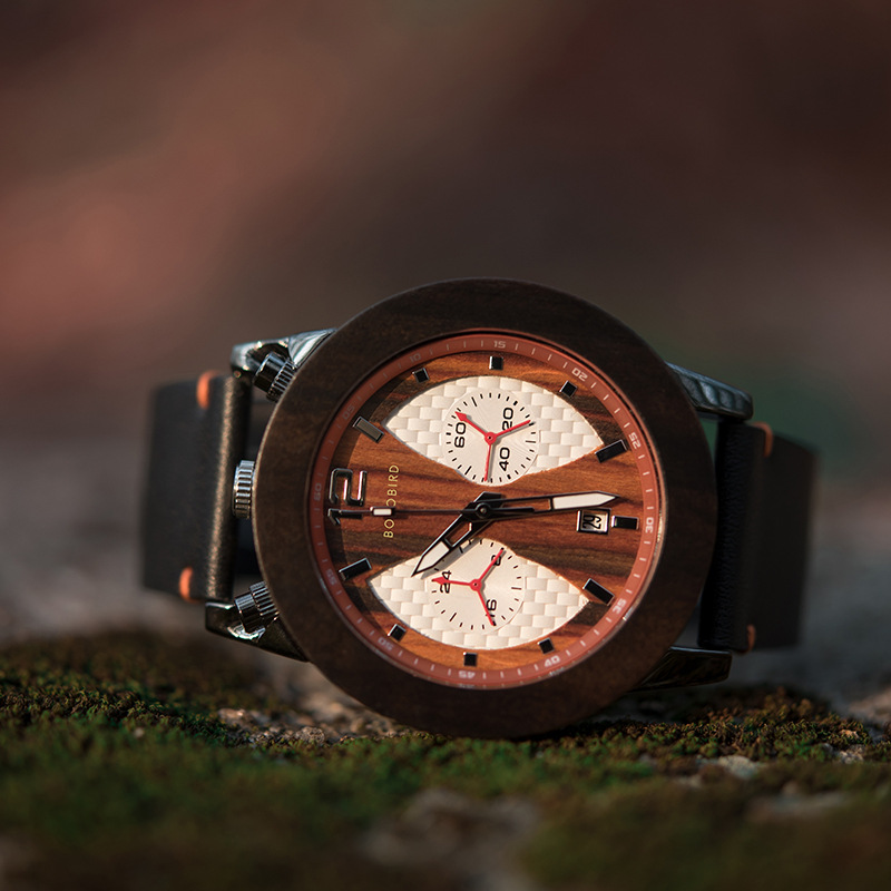 T30 Sport Wooden Watch | Eco-Friendly Quartz Timepiece with 50mm Dial