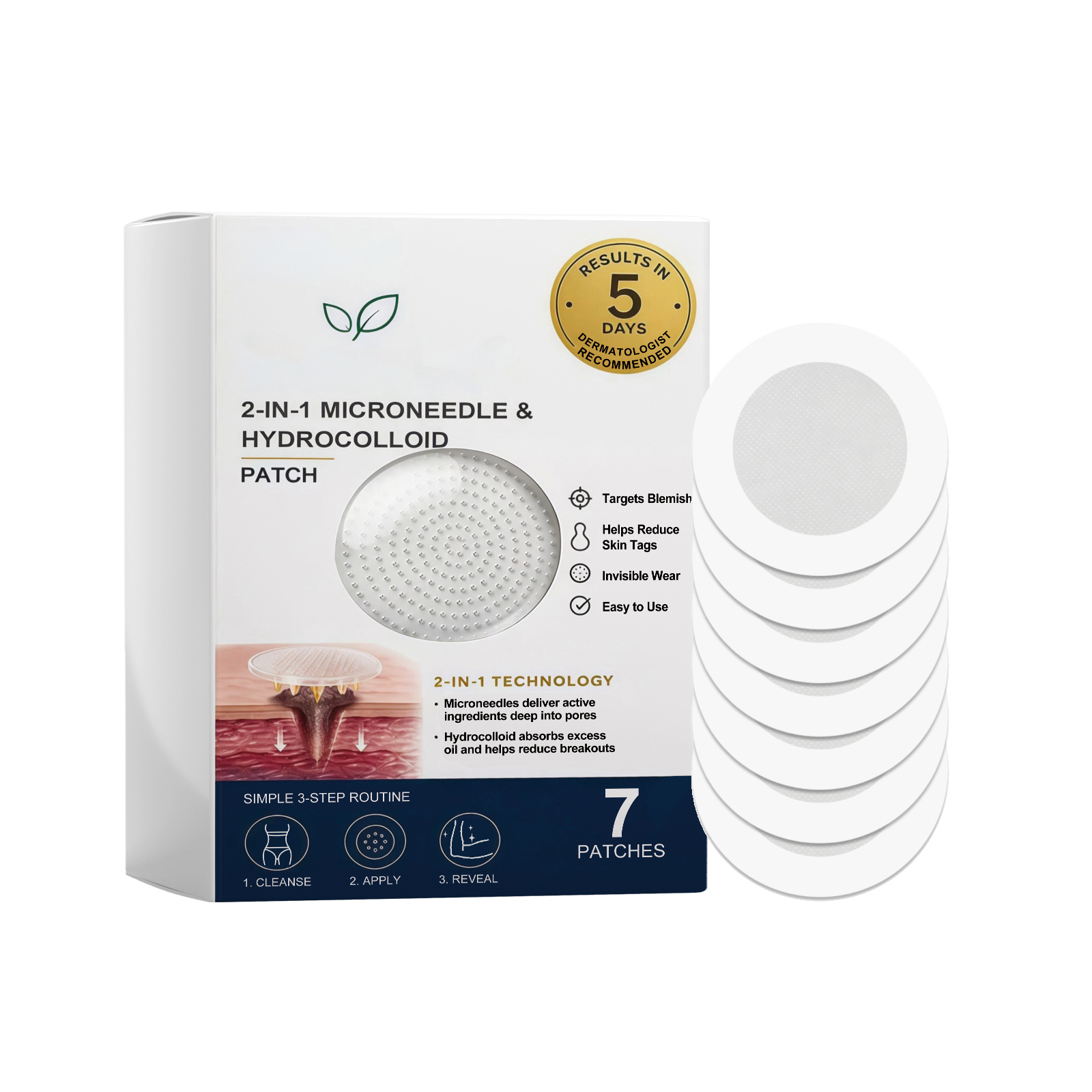 Invisible Blemish & Spot Healing Patches (7-Pack) - Fast-Acting Natural Acne Treatment