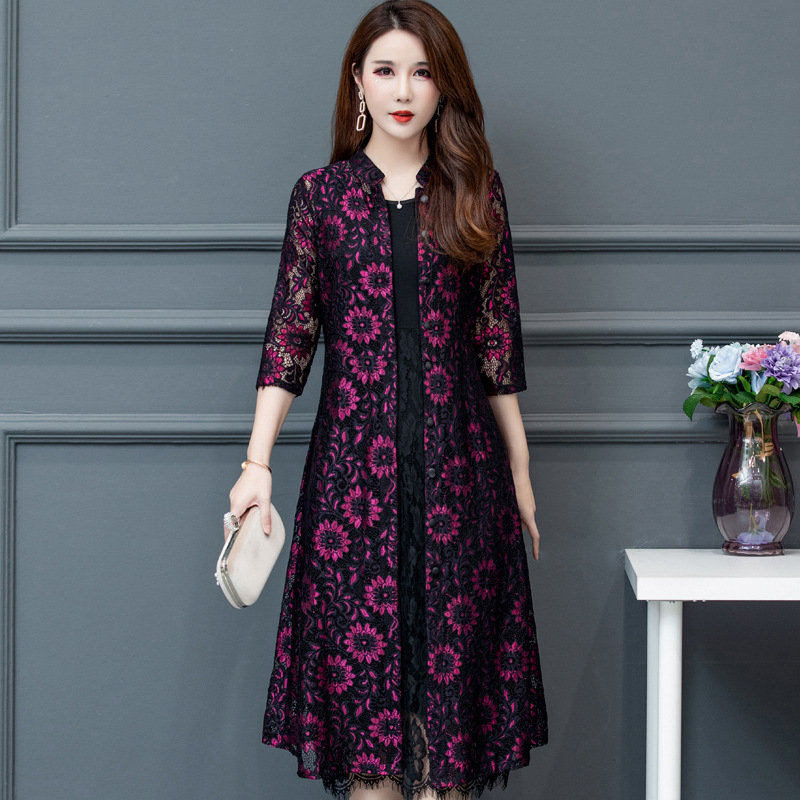 Women's Lightweight Printed Shawl Jacket - Casual Mid-Length Cloak Cardigan
