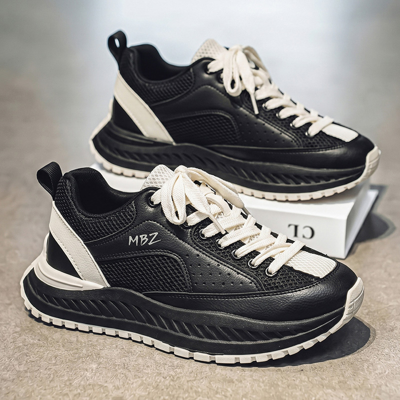 Men's Premium Breathable Mesh Sneakers - Stylish Height-Increasing Thick Sole Dad Shoes