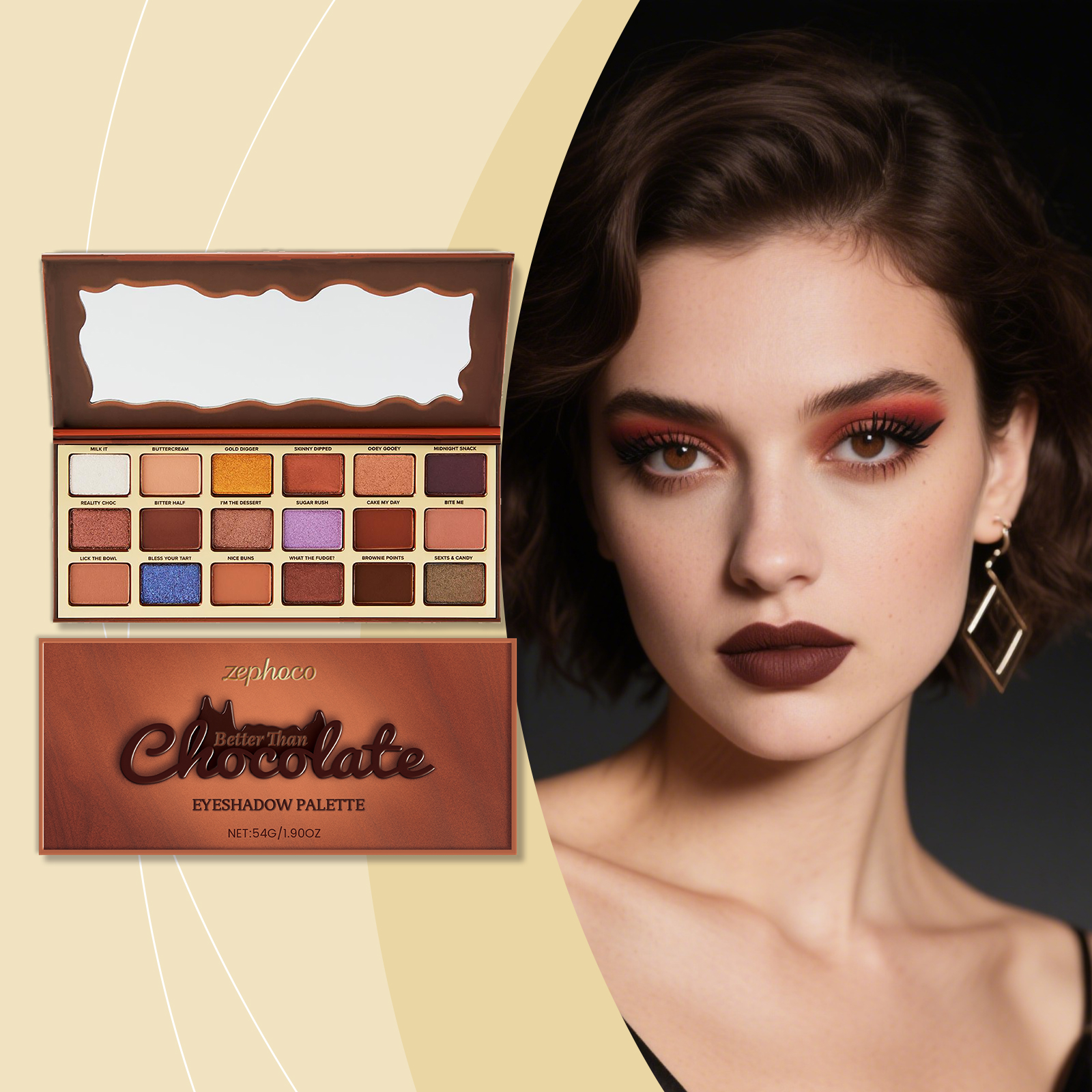 Sweet Temptation Chocolate-Style Eyeshadow Palette (54g) – Highly Pigmented Matte & Shimmer Makeup Palette