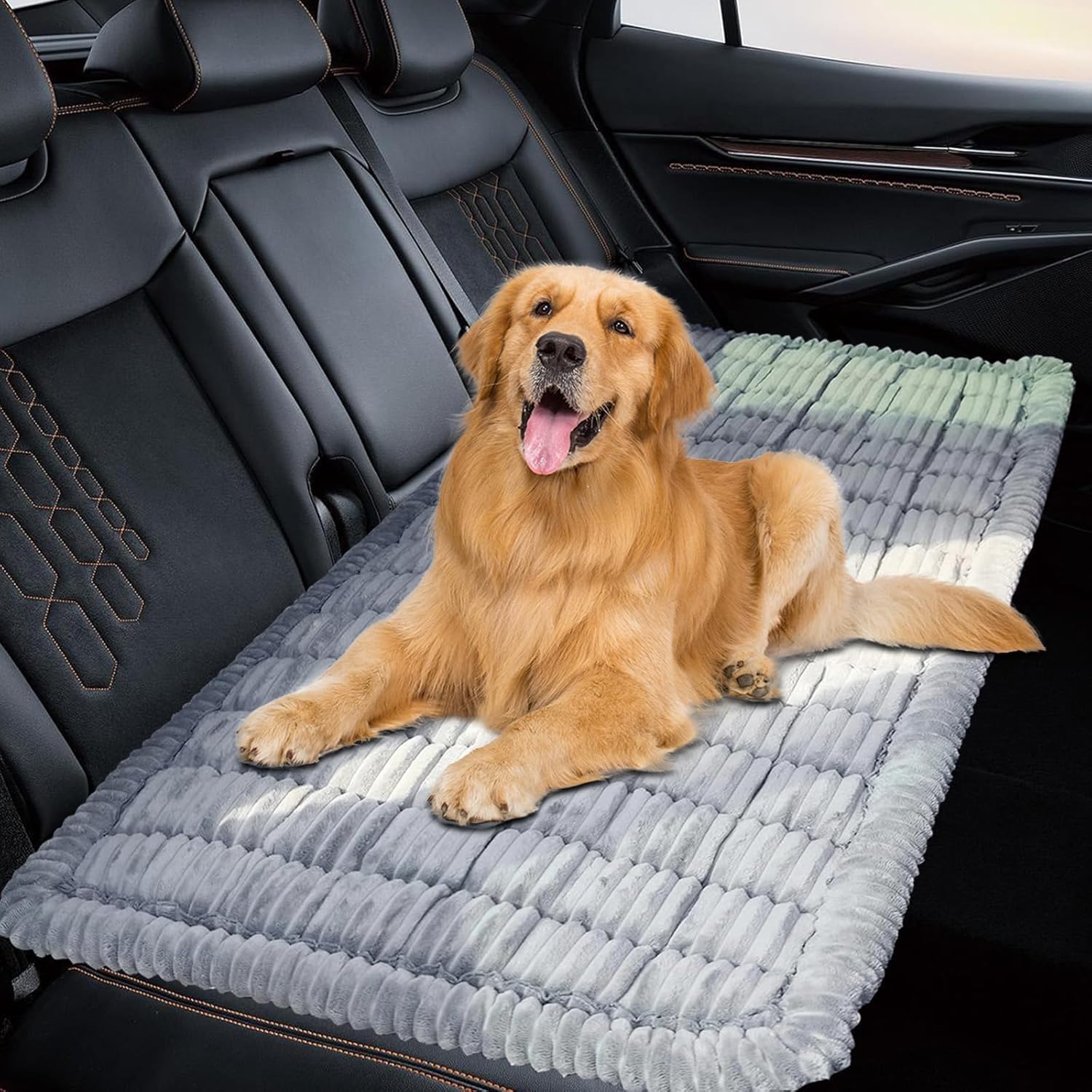 Premium Non-Slip Dog Bed for Car Back Seat | Soft Travel Pet Seat Cover & Backseat Extender Mat for SUVs, Trucks, and Sedans | Machine Washable