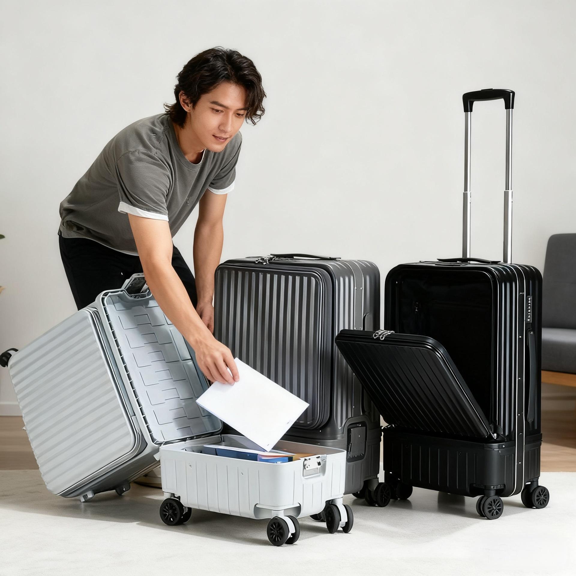 Premium Aluminum Frame Smart Suitcase - High-Capacity Side-Opening Luggage with USB Port