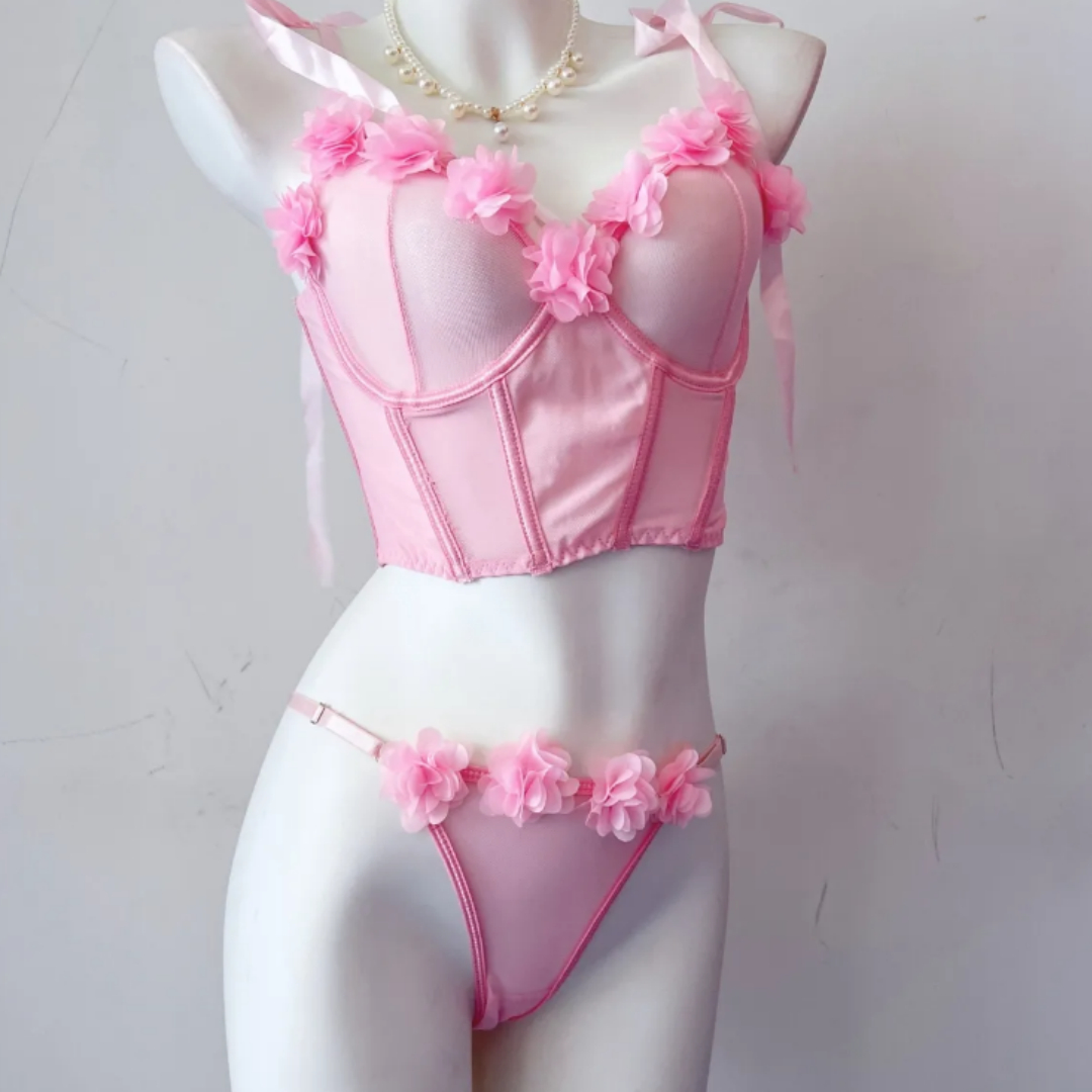 Elegant Butterfly Knot Petal Strap Push-Up Bra Set - Slimming & Supportive Lingerie