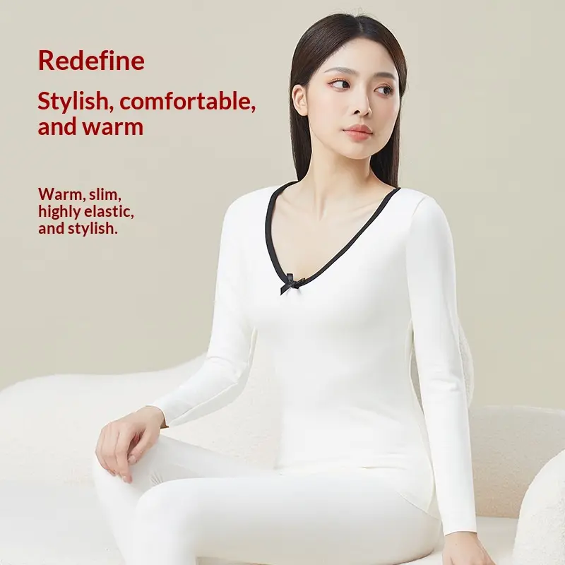 Women's Chic Color-Block Thermal Underwear Set | Ultra-Soft Fleece Base Layer